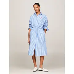 TOMMY HILFIGER - Vestido Camisero Monogram Celeste