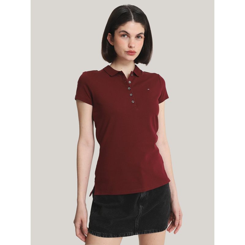 TOMMY HILFIGER - Polo Solid Slim 5 Boton Rojo Tommy Hilfiger