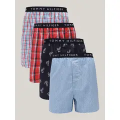 TOMMY HILFIGER - Pack De 4 Bóxers De Algodón Con Estampado Multicolor