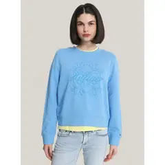 TOMMY HILFIGER - Polerón Con Logo Regular Fit Celeste
