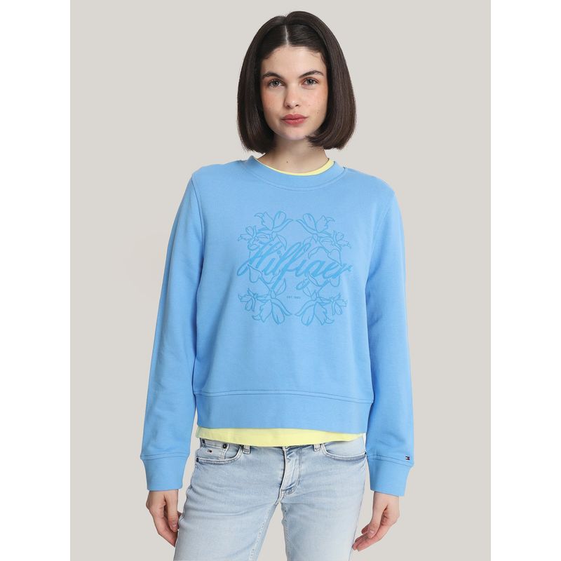 TOMMY HILFIGER - Polerón Con Logo Regular Fit Celeste Tommy Hilfiger