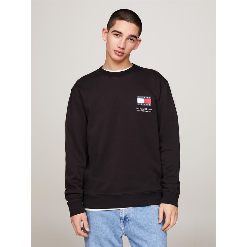 TOMMY HILFIGER - Polerón Essential Con Logo Negro Tommy Jeans