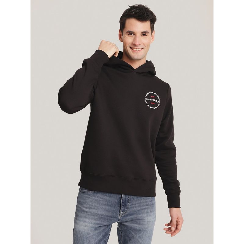 TOMMY HILFIGER - Polerón Hoodie Con Logo Chest Negro Tommy Hilfiger.