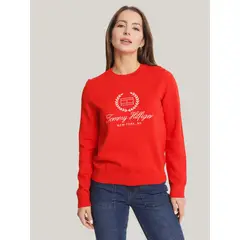 TOMMY HILFIGER - Sweater Laurel Script Logo Rojo