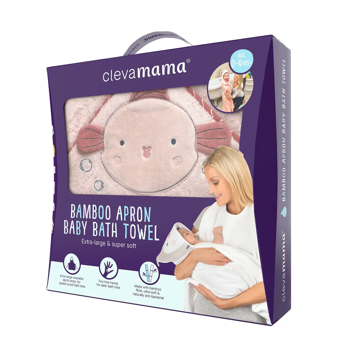 CLEVAMAMA - Toalla Delantal Bambú ROSA ClevaMama