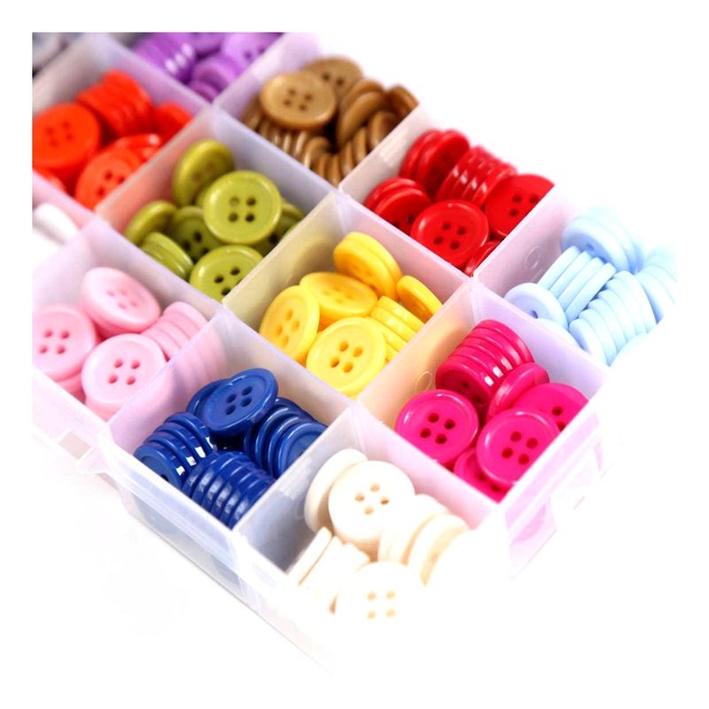 GENERICO - Set 300 Botones Resina 15mm 4 Agujeros 15 Colores Para Coser