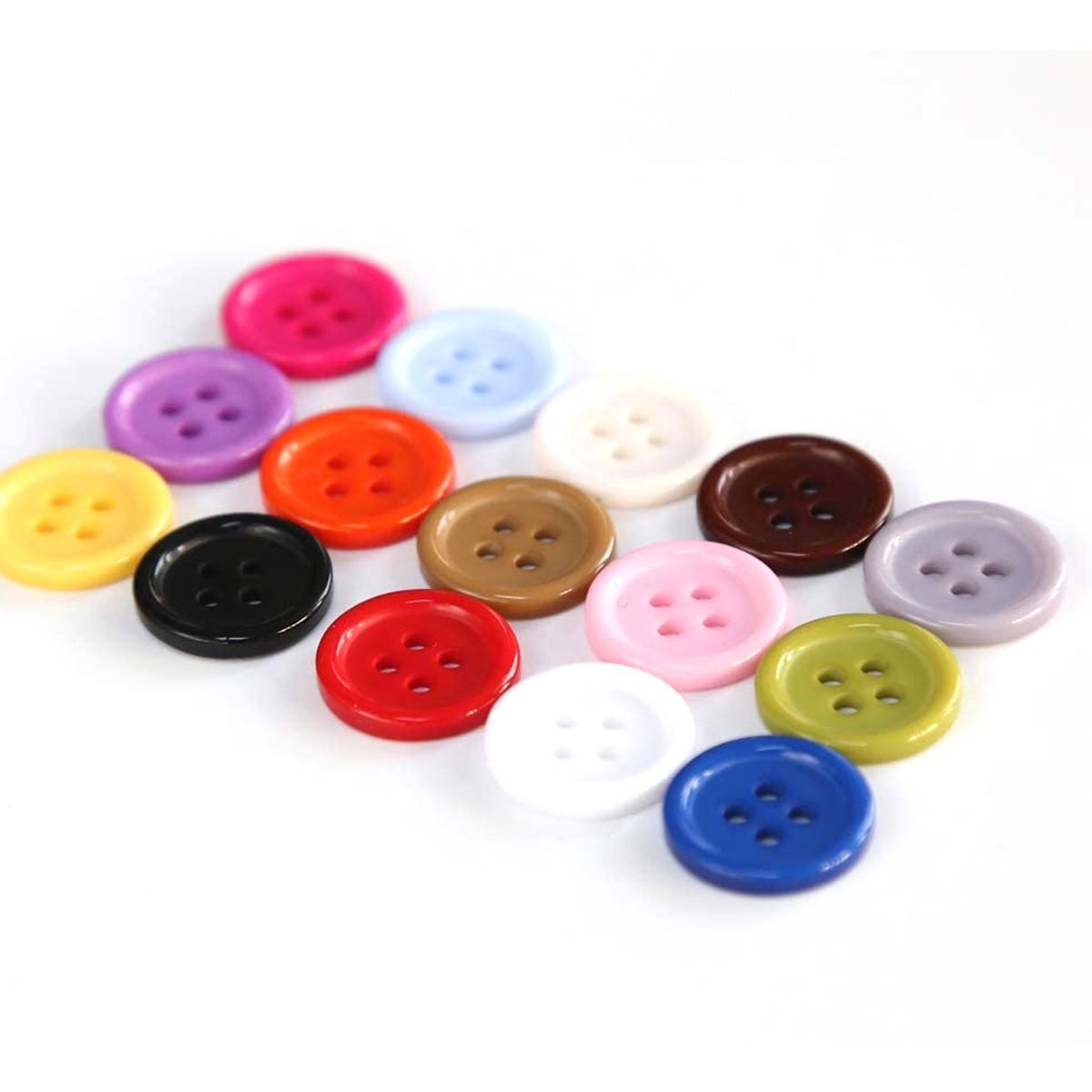 ATURE - Set 300 Botones Resina 15mm 4 Agujeros 15 Colores Para Coser