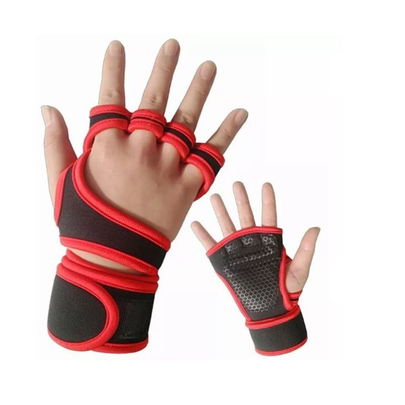 GENERICO - Guantes de Garra Rojo Para Levantamiento de Pesas Unisex Talla L