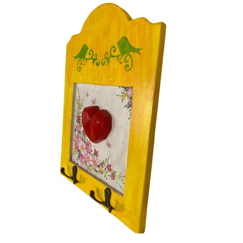 GENERICO - PORTA LLAVE AMARILLO CORAZON FACETADO