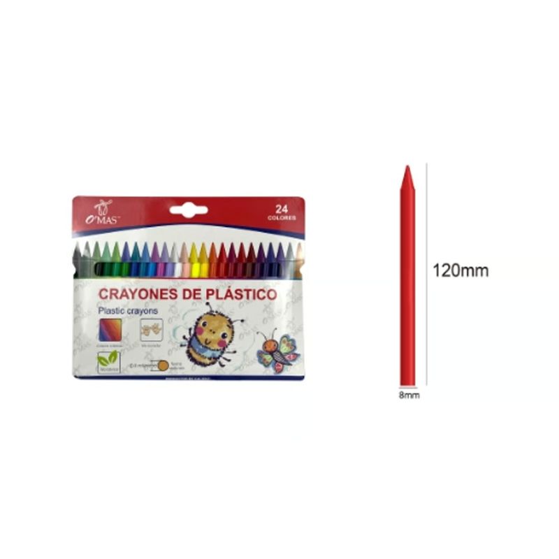 GENERICO - Crayones Plasticos 24 Colores 120MM X 8MM