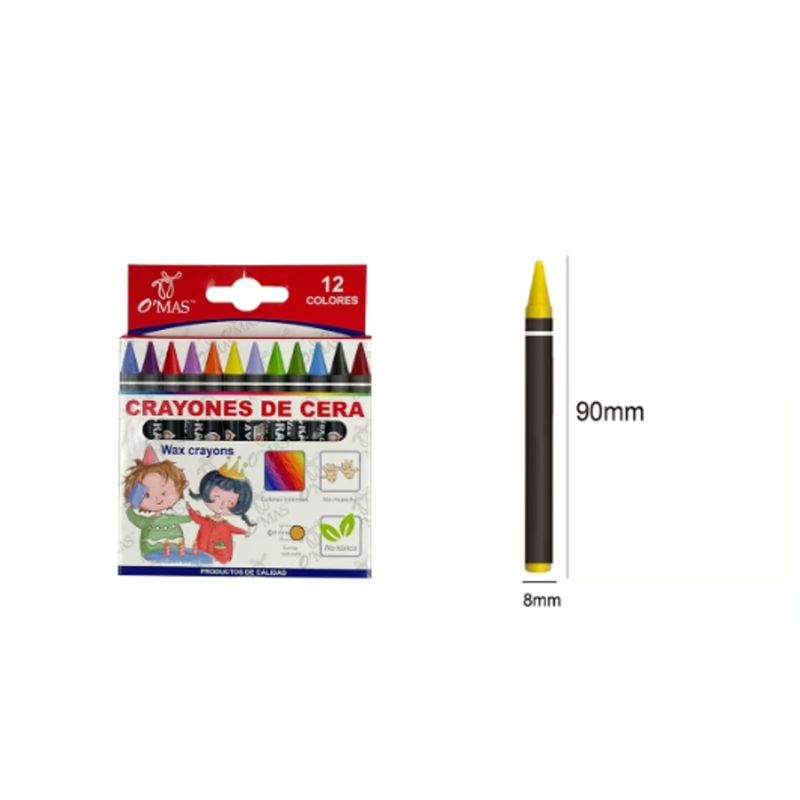 GENERICO - Crayones De Cera 12 Colores 90X8MM