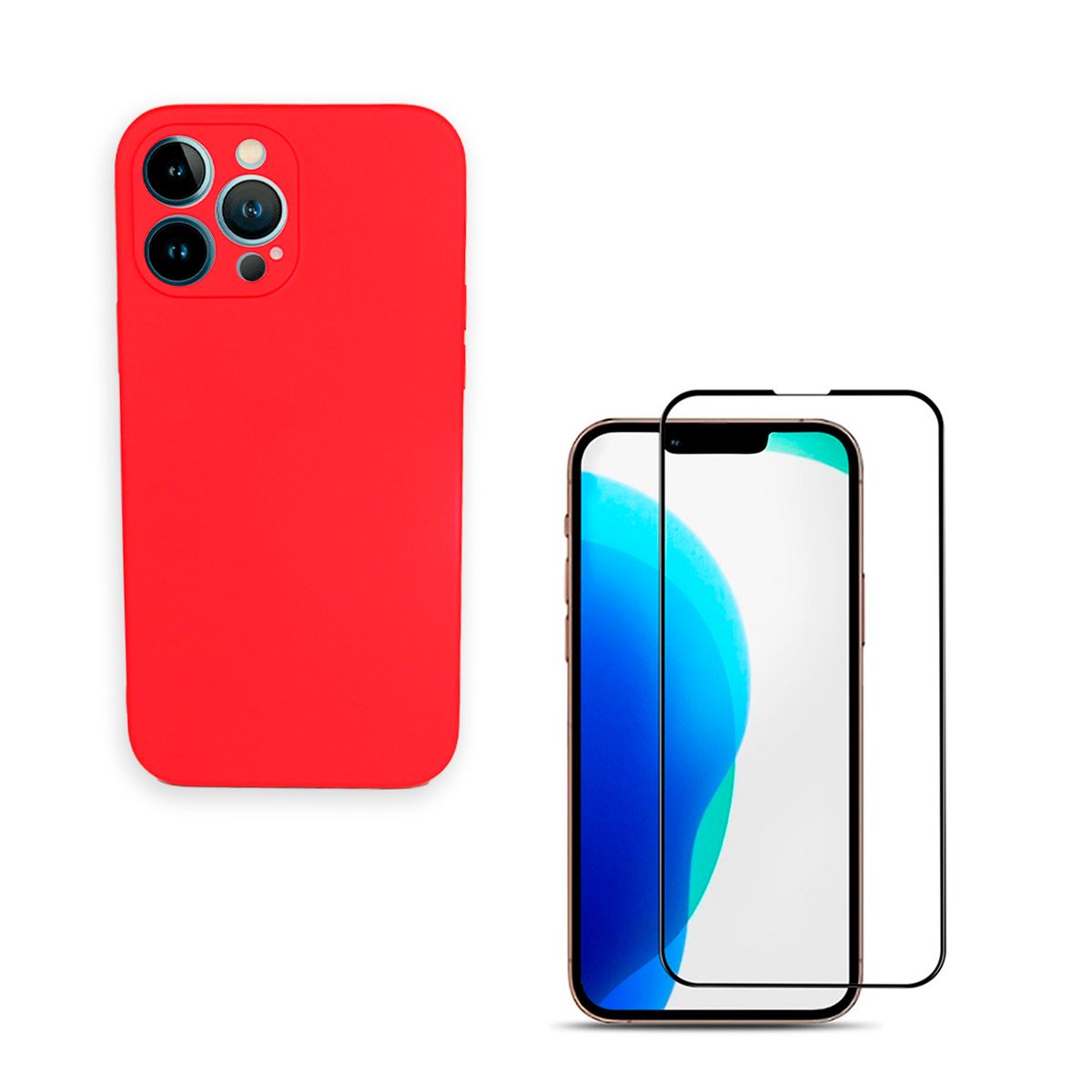 JOIGO - Carcasa + Lamina Para iPhone 13 Pro Goma Rojo