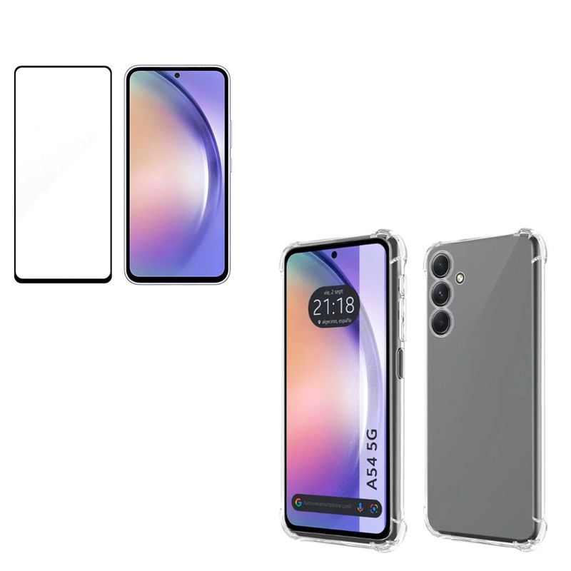 JOIGO - Pack Carcasa Lamina Vidrio Transparente Para Samsung  A54 5G