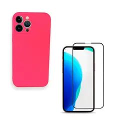 GENERICO - Carcasa + Lamina Compatible Con iPhone 13 Pro Max Goma Fucsia
