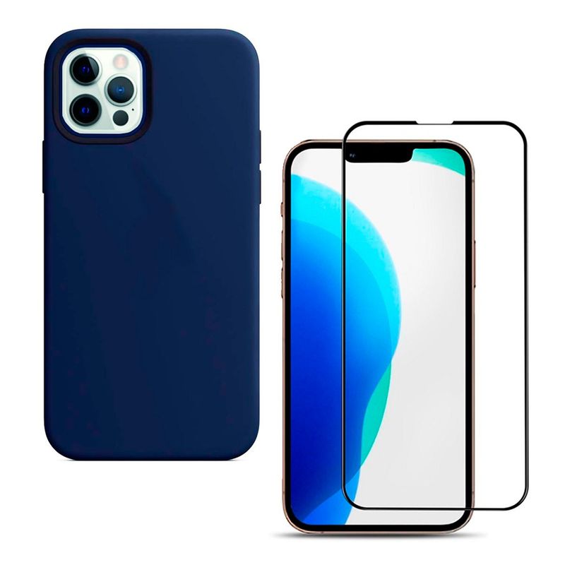 JOIGO - Carcasa + Lamina Para iPhone 13 Pro Max Goma Azul