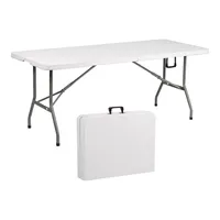 Mesa Plegable Camping 180 X 75 Cms Portátil Color Blanco