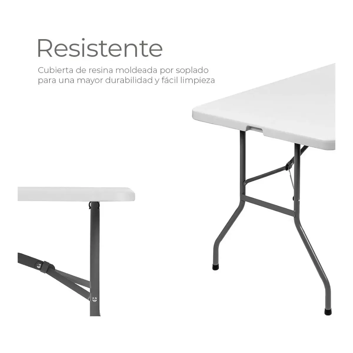 GENERICO - Mesa Plegable Camping 180 X 75 Cms Portátil Color Blanco