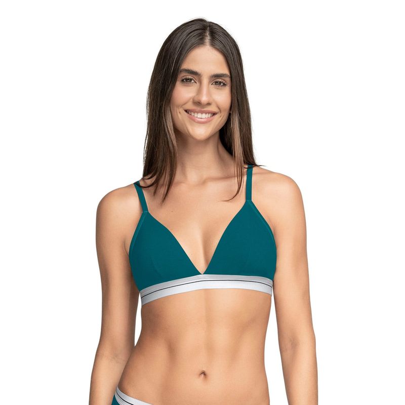LEONISA - Sostén triangular en algodón liviano y cómodo 091099 Verde Oscuro