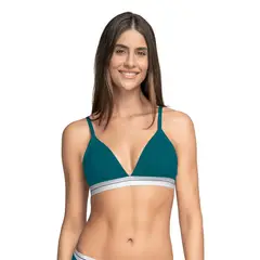 LEONISA - Sostén triangular en algodón liviano y cómodo 091099 Verde Oscuro