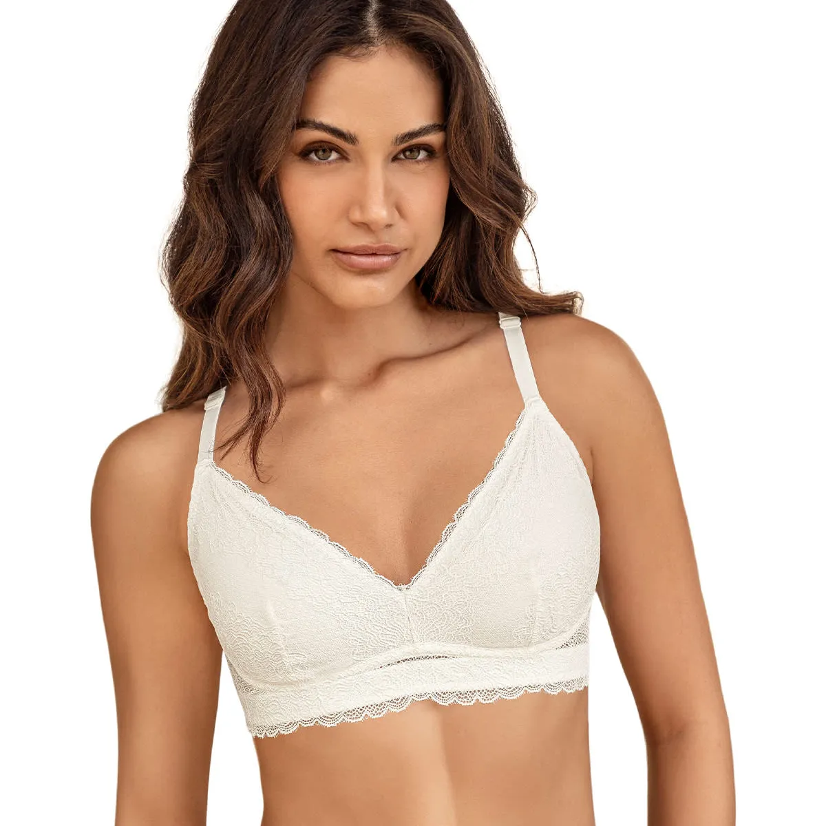 LEONISA - Bralette con costuras internas que simulan arcos 091090 Perla