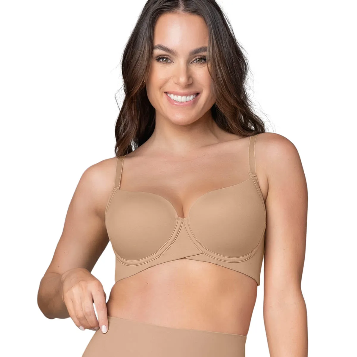 LEONISA - Sostén de buen cubrimiento en escote y espalda 091086 Café Medio