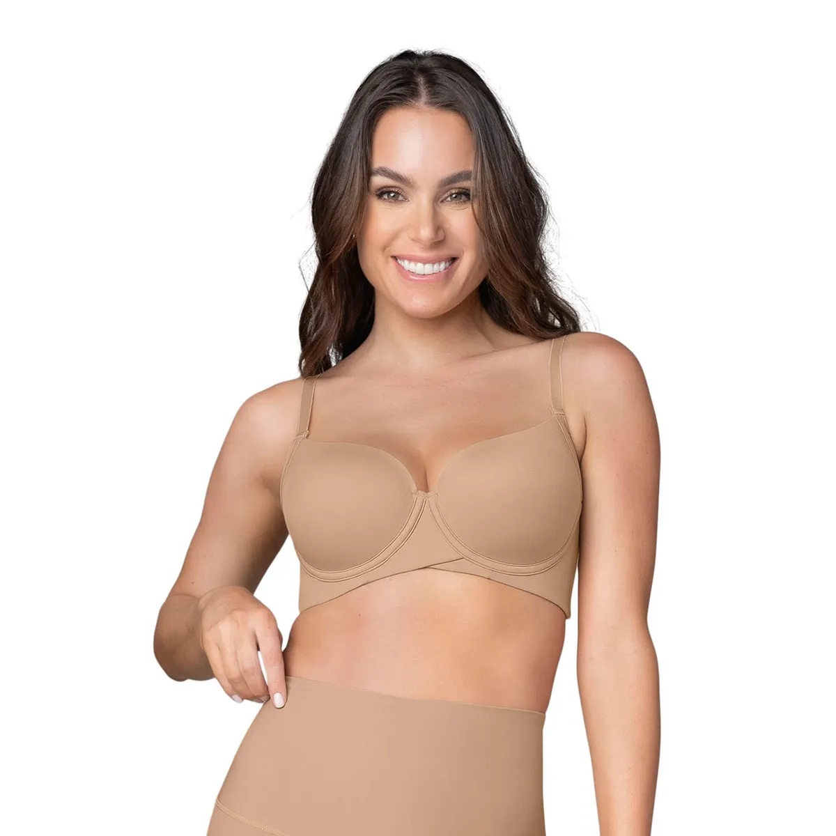LEONISA - Sostén de buen cubrimiento en escote y espalda 091086 Café Medio