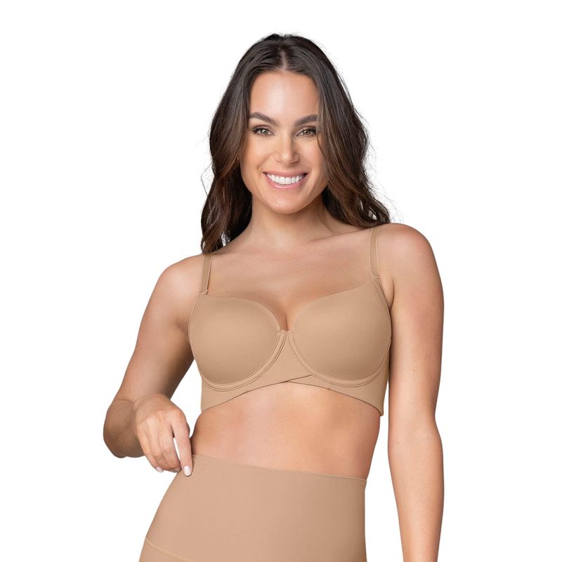 LEONISA - Sostén de buen cubrimiento en escote y espalda 091086 Café Medio