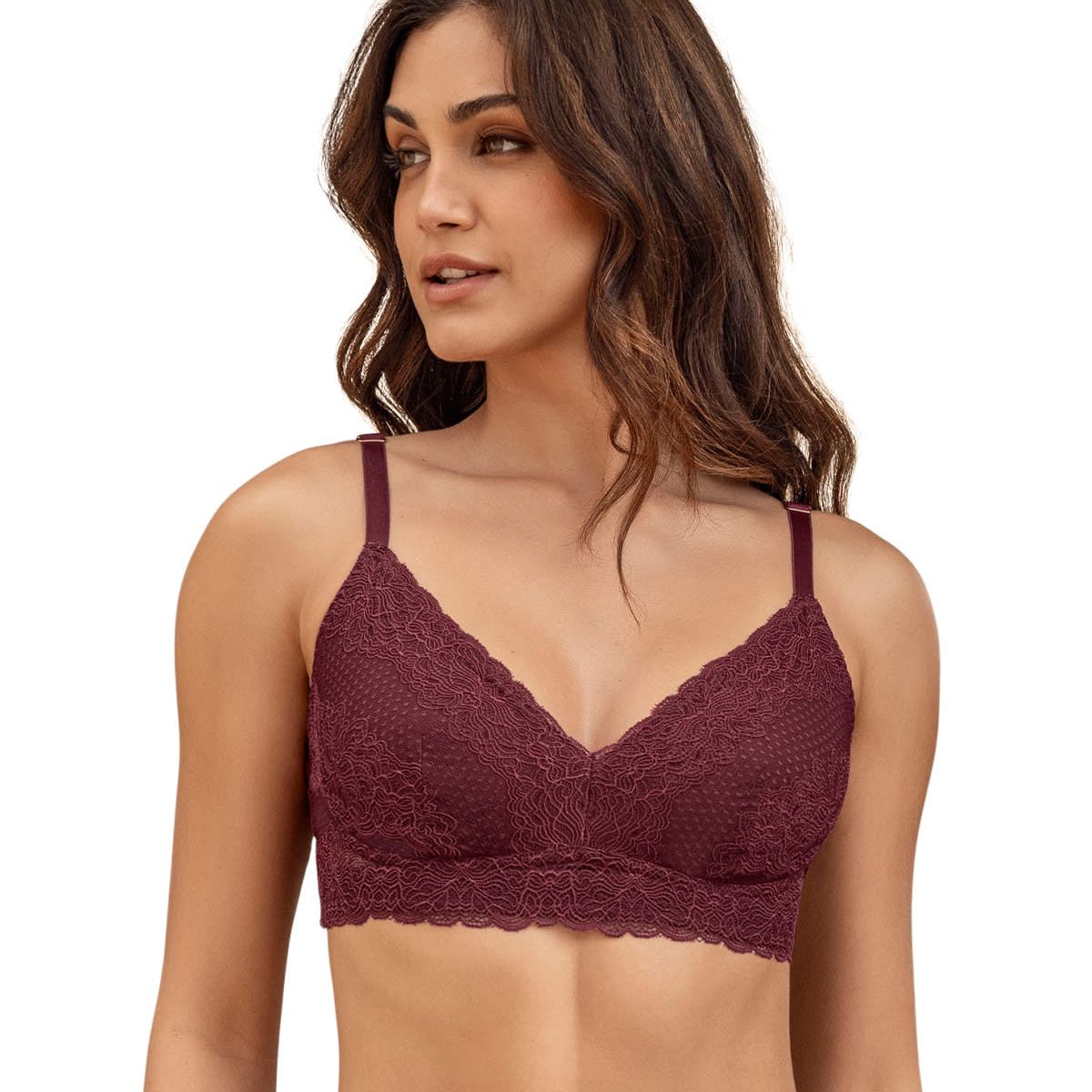 LEONISA - Bralette con costuras internas que simulan arcos 091090 Vino