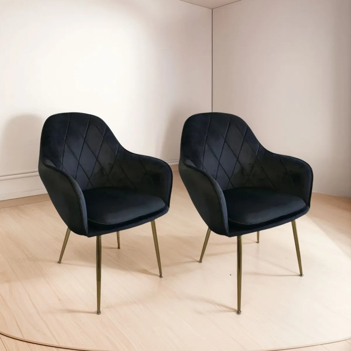 HABITA2 CHILE - PACK 2 POLTRONA NEGRO LUX PATAS DORADAS