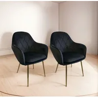 PACK 2 POLTRONA NEGRO LUX PATAS DORADAS