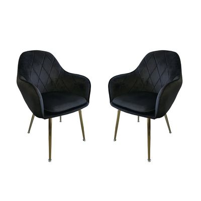 Imagen 2 del producto PACK 2 POLTRONA NEGRO LUX PATAS DORADAS