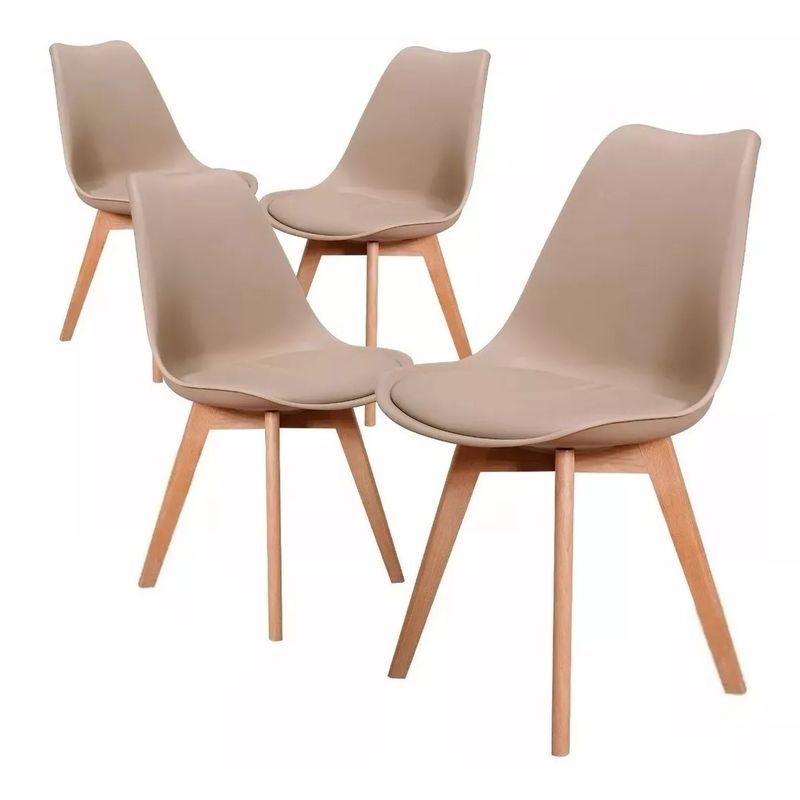 GENERICO - Pack de 4 sillas de comedor acolchada Tulip Beige