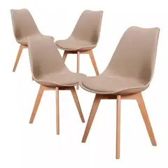 GENERICO - Pack de 4 sillas de comedor acolchada Tulip Beige
