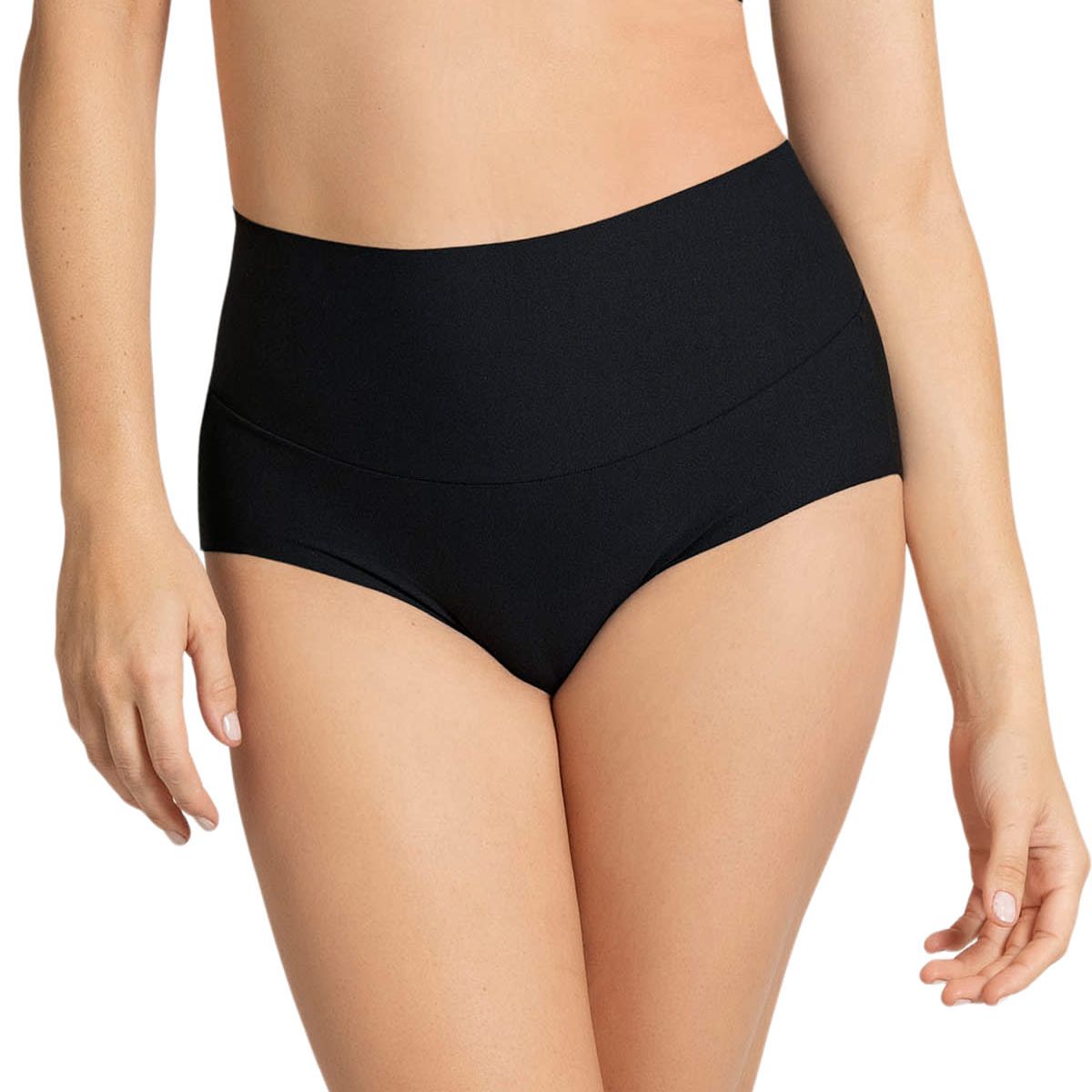 LEONISA - Calzón clásico tiro alto de control fuerte de abdomen 092045 Negro