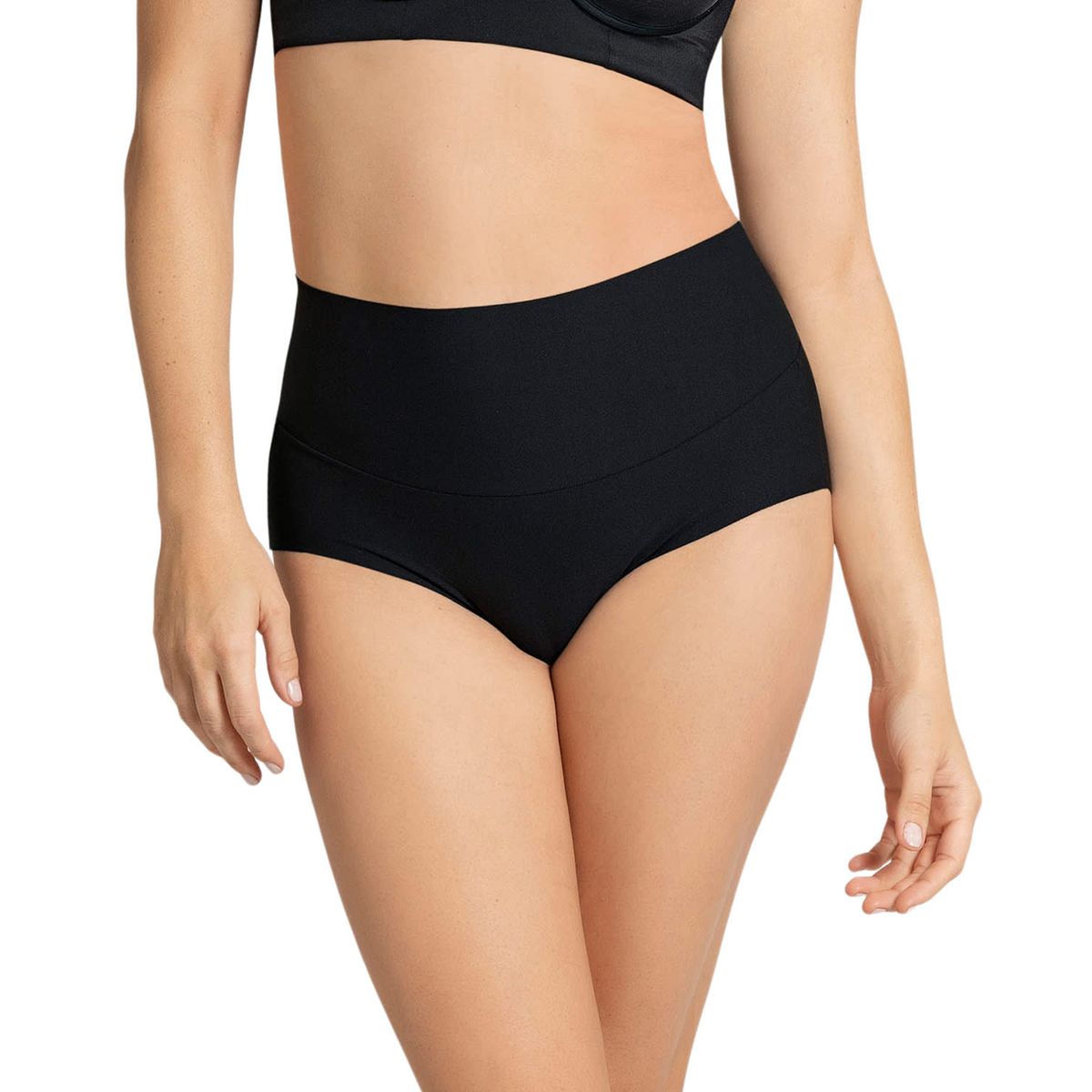 LEONISA - Calzón clásico tiro alto de control fuerte de abdomen 092045 Negro