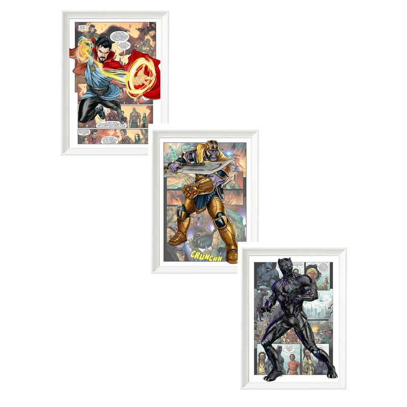 DECORACION CREATIVA - Set de Cuadros Infantiles Heroes y Villanos X3