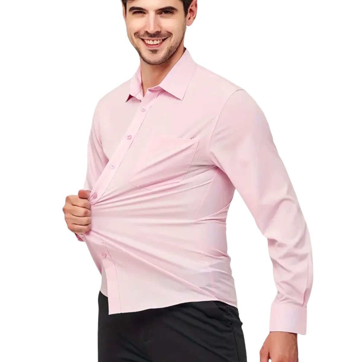 GENERICO - Camisa De Vestir Manga Larga Algodón Hombre