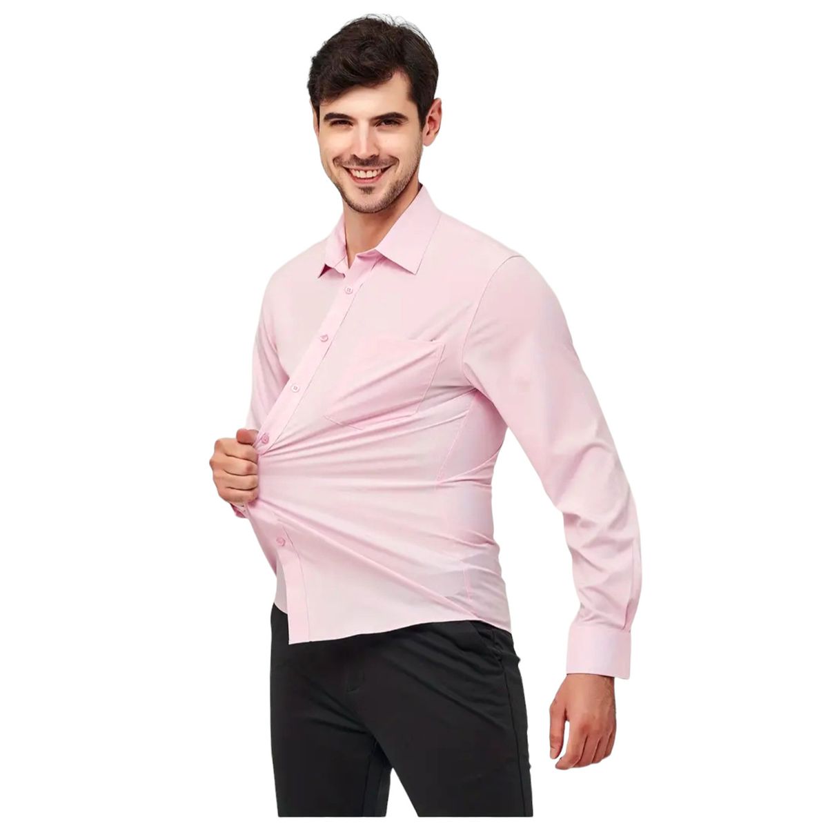 GENERICO - Camisa De Vestir Manga Larga Algodón Hombre