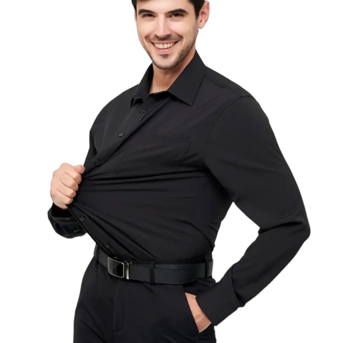 GENERICO - Camisa De Vestir Manga Larga Algodón Hombre