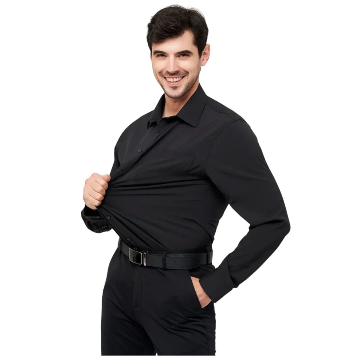 GENERICO - Camisa De Vestir Manga Larga Algodón Hombre