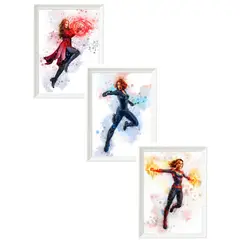 DECORACION CREATIVA - Set de Cuadros Infantiles Heroinas Marvel X3