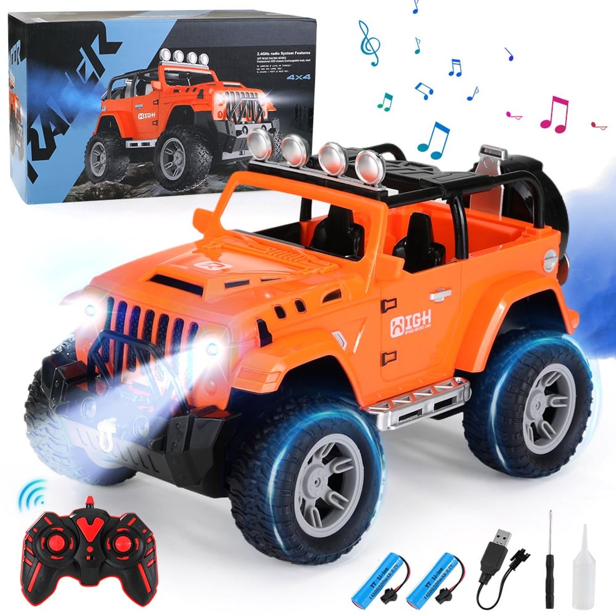 LUKOVEE - Coche de Juguete de Control Remoto para Niños con 2 Pilas