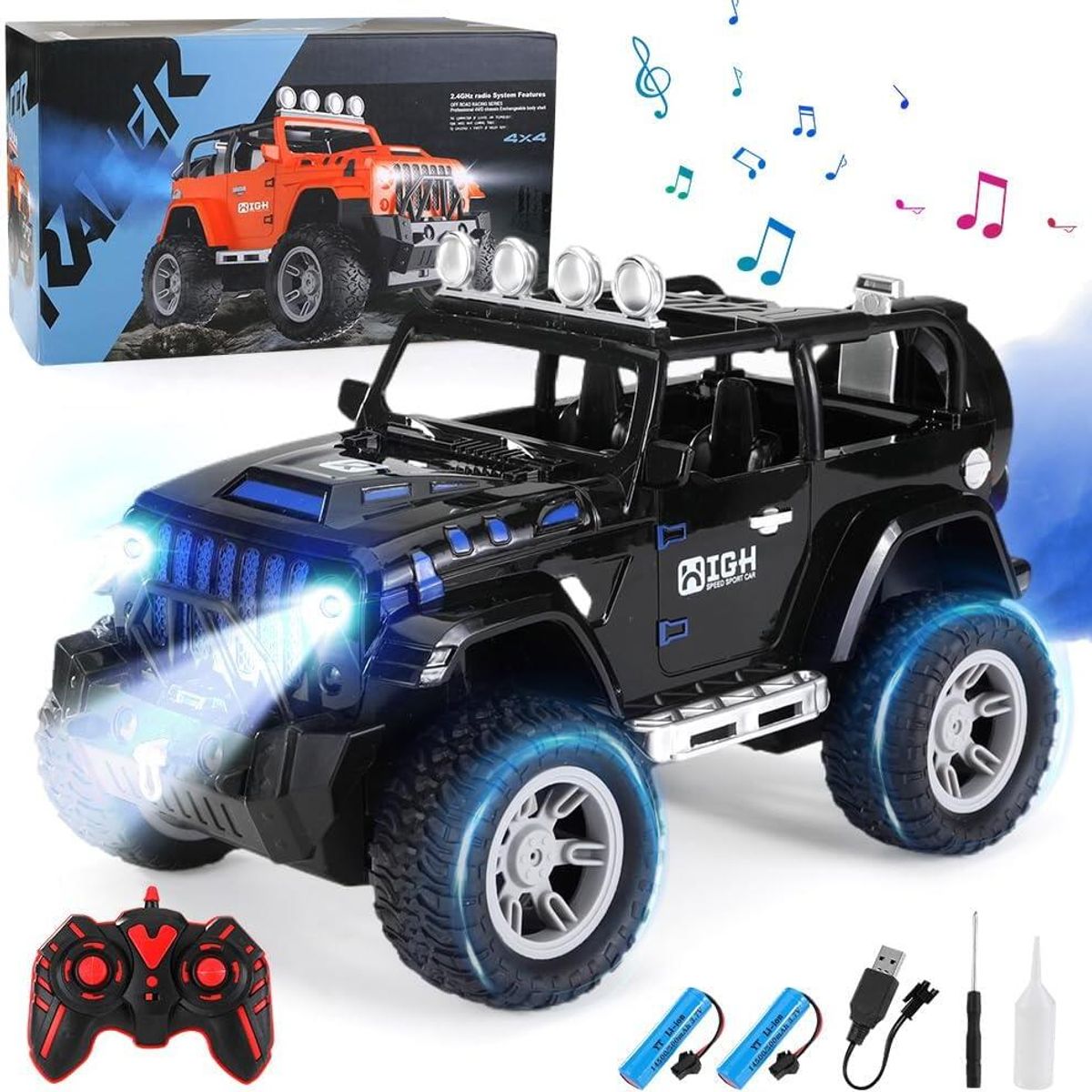 LUKOVEE - Coche de Juguete de Control Remoto para Niños con 2 Pilas