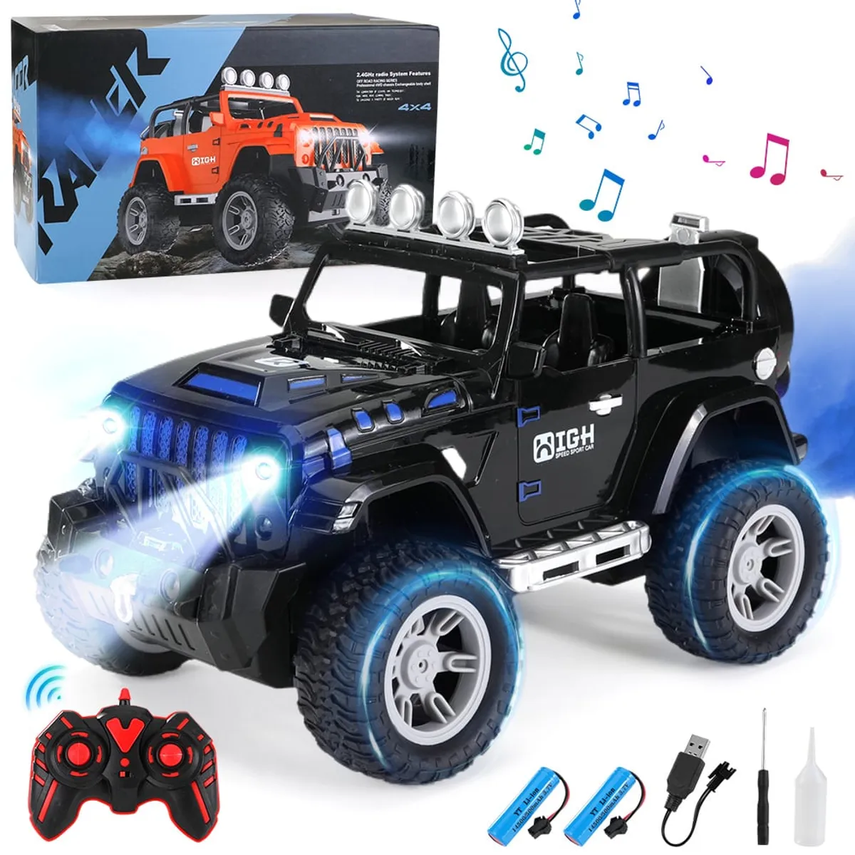 LUKOVEE - Coche de Juguete de Control Remoto para Niños con 2 Pilas