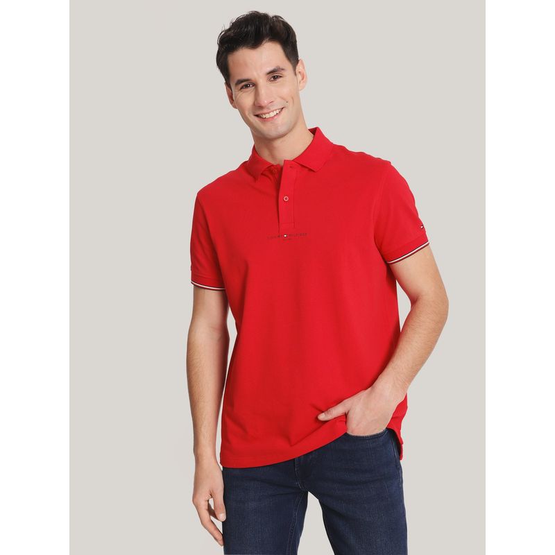TOMMY HILFIGER - Polo Con Mangas Ribeteadas Rojo Tommy Hilfiger
