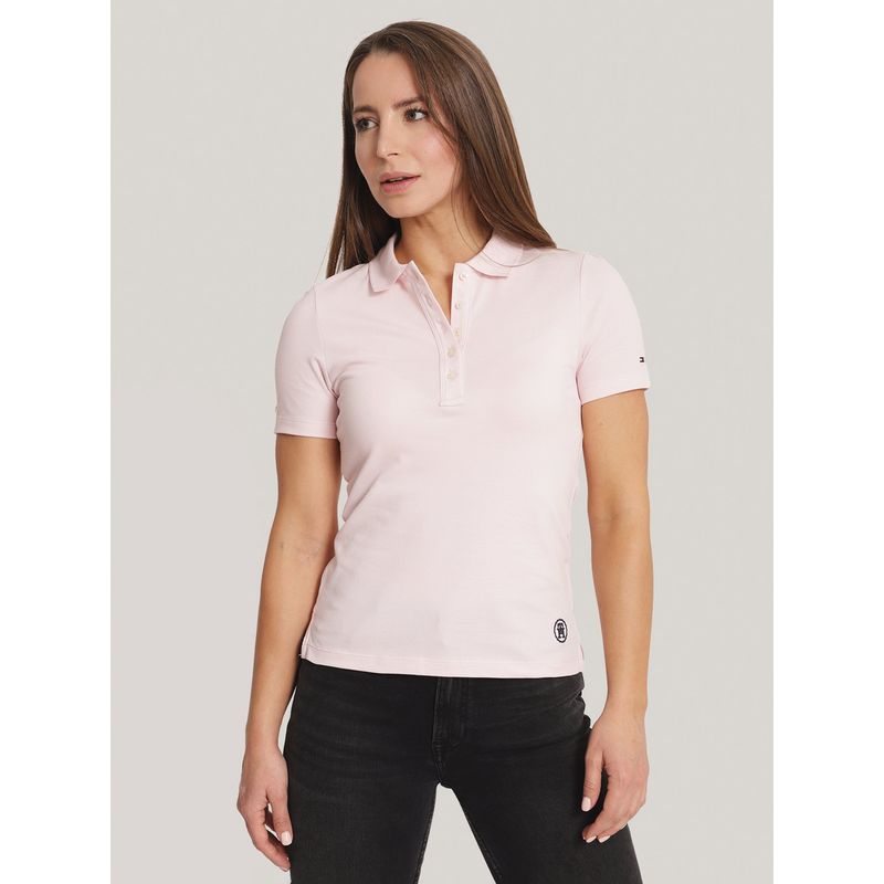 TOMMY HILFIGER - Polo Solid Con Logo Slim Fit Rosado Tommy Hilfiger