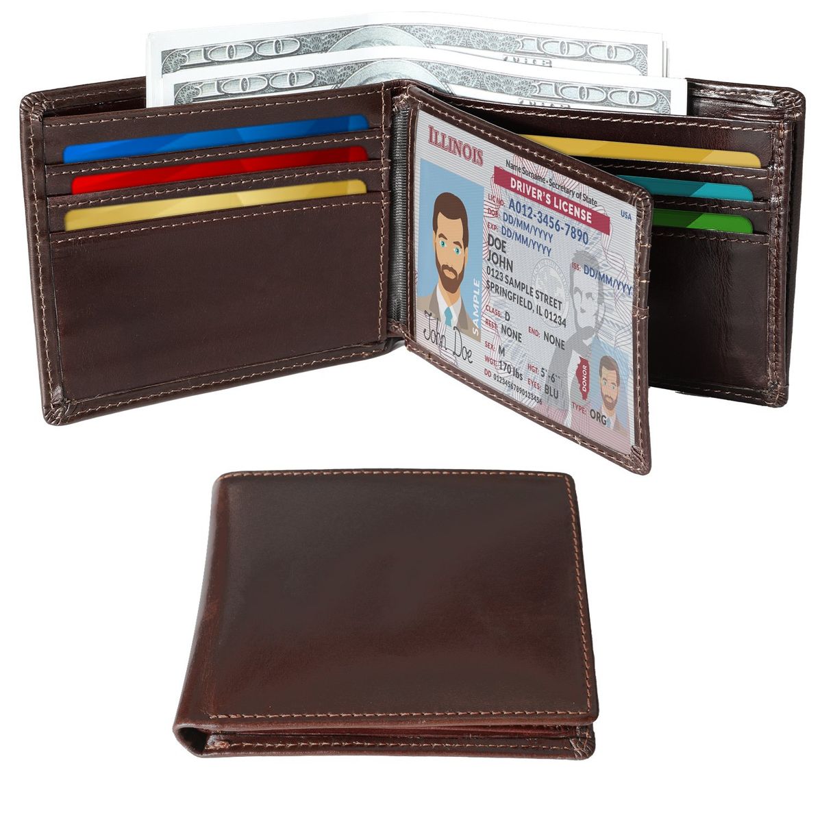 SLOWTON - Billetera Tarjetero Cuero Para Hombre Rfid Ultra Delgada