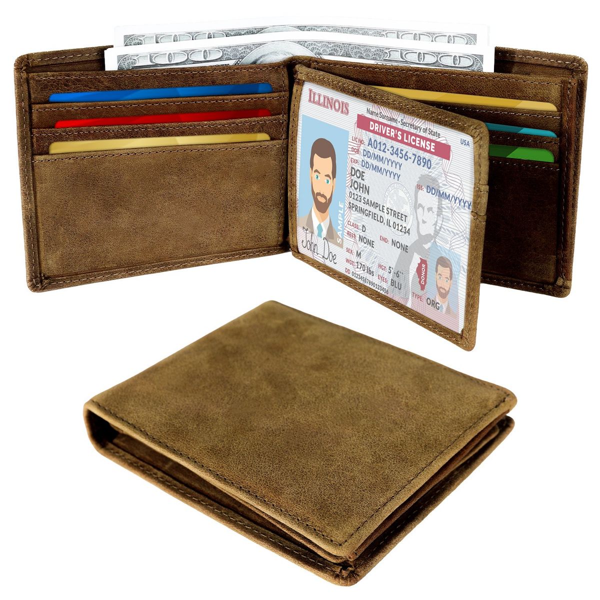 SLOWTON - Billetera Tarjetero Cuero Para Hombre Rfid Ultra Delgada