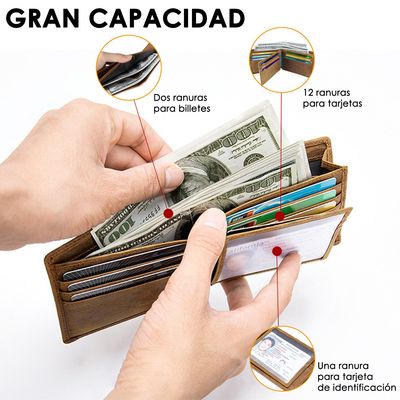 Imagen 2 del producto Billetera Tarjetero Cuero Para Hombre Rfid Ultra Delgada