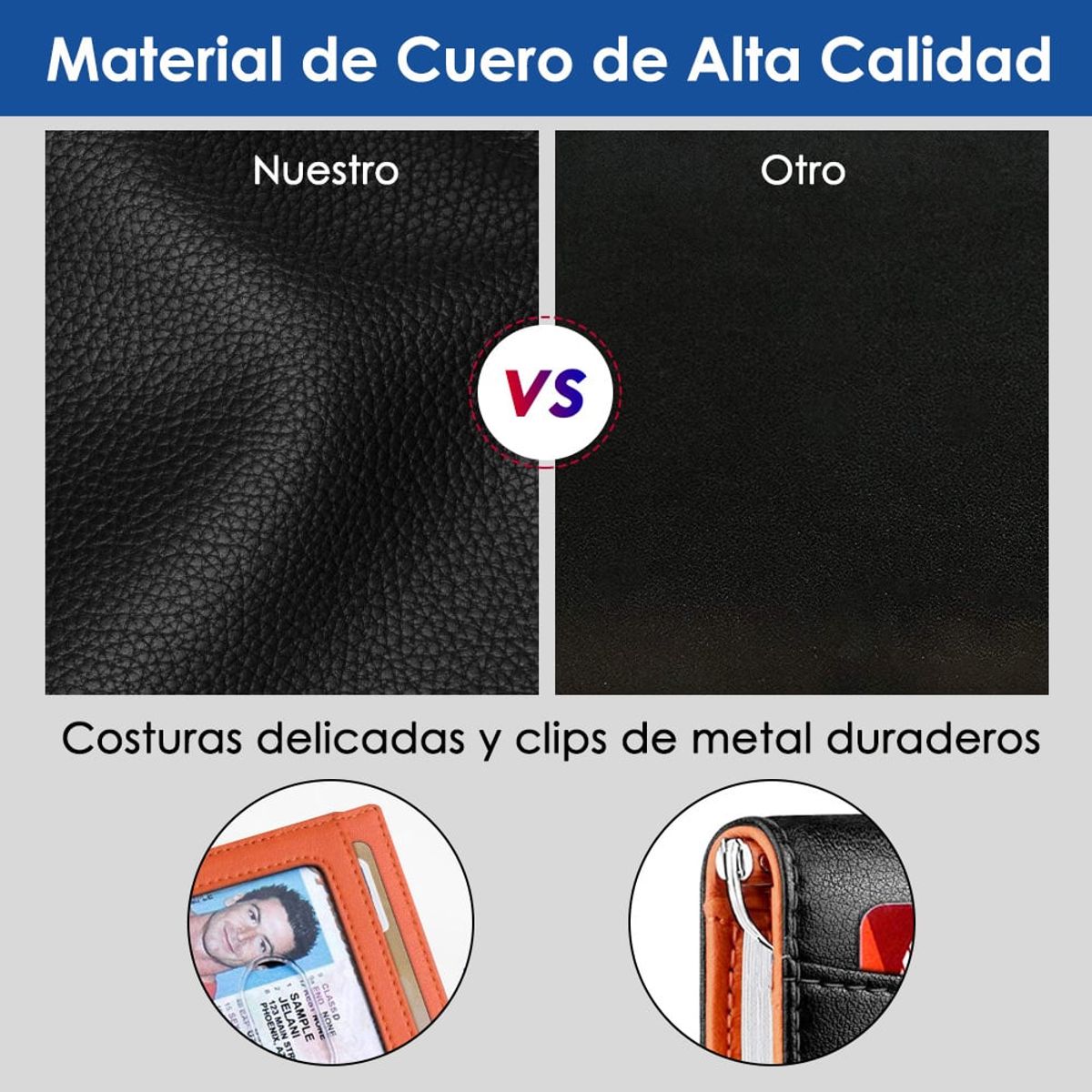 LUKOVEE - Billetera De Cuero Ultra Delgada Con Bloqueo Rfid Anti Robo